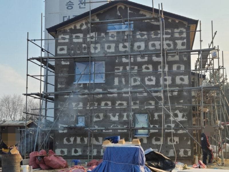 경기도 장호원읍 불연외단열미장마감 외단열 시공 공정 사진 2